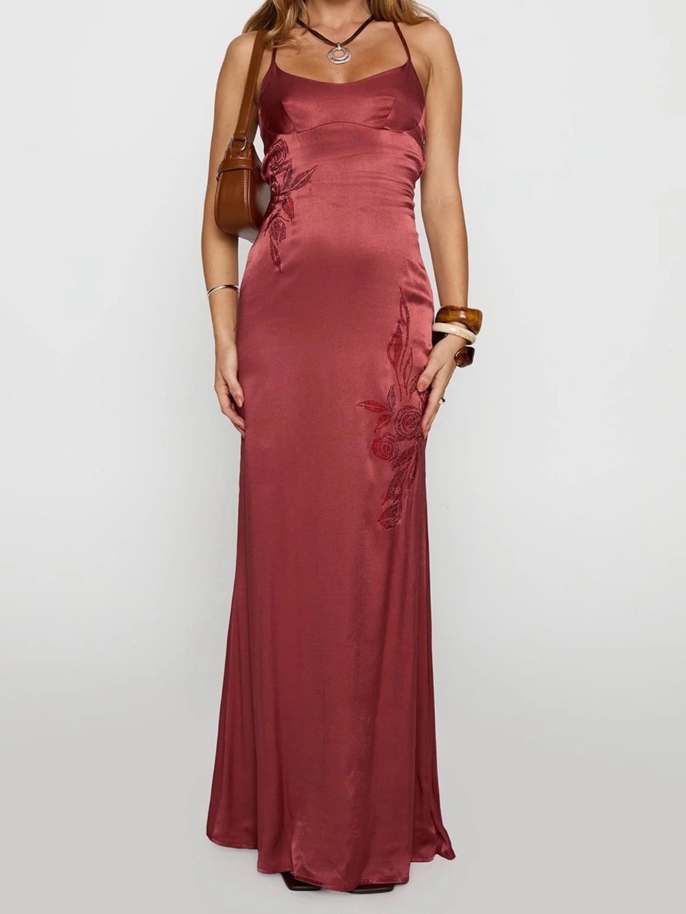 Catch You Up Beaded Maxi Dress Red